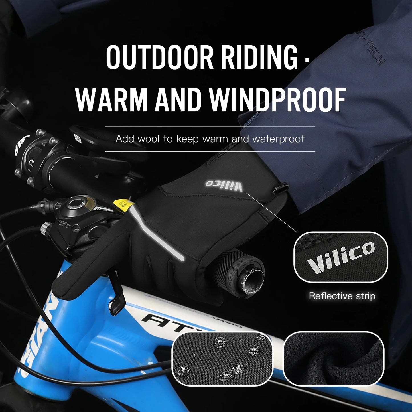 Winter Gloves Men Cycling Bike Women Thermal Fleece Cold Wind Waterproof Touch Screen Bicycle Warm Outdoor Running Skiing Mitten GlowCart