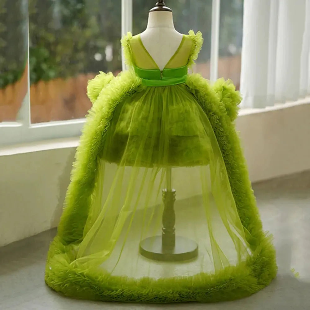 2024 Green Flower Girl Dress For Wedding Tulle Layered Puffy