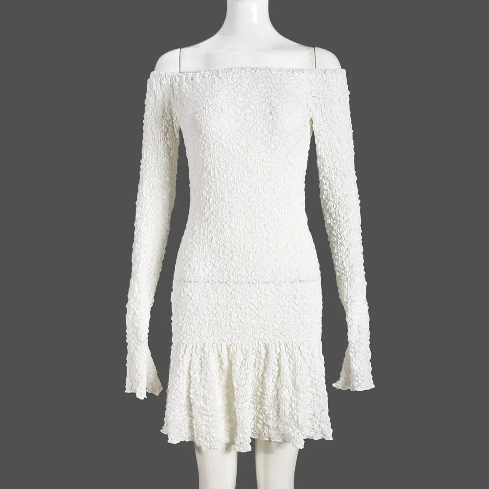 Nibber Temperament Women Dress One Shoulder Ruffles 3d GlowCart