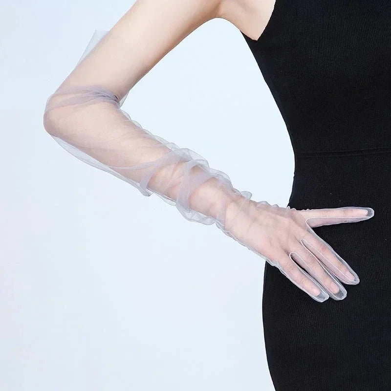 Women's Sexy Transparent Gloves Mesh Tulle Extra Long Gloves GlowCart