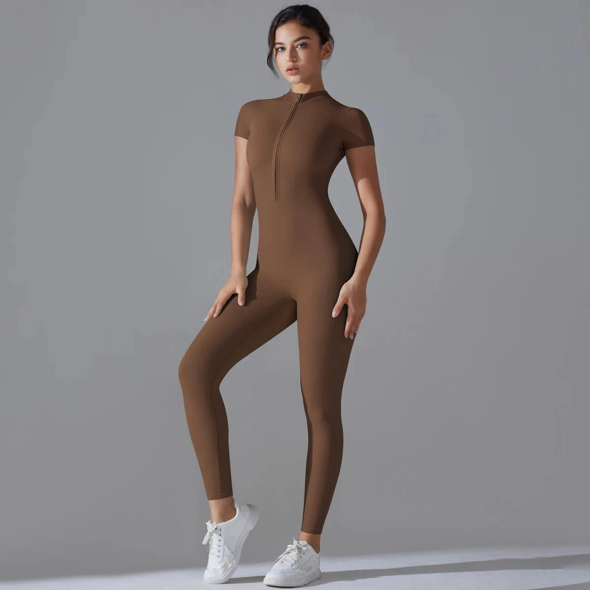 Yoga Set Women's Jumpsuits One-Piece Suit Zipper Short GlowCart