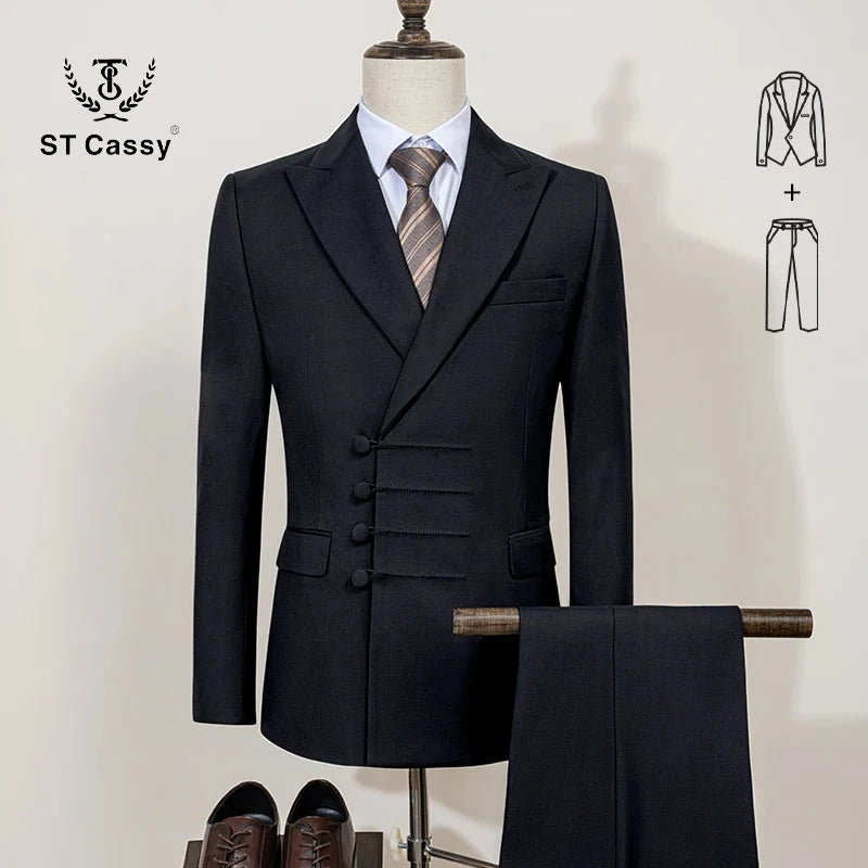 ST Cassy Elegant man suit for wedding peach Slim Fit Double GlowCart