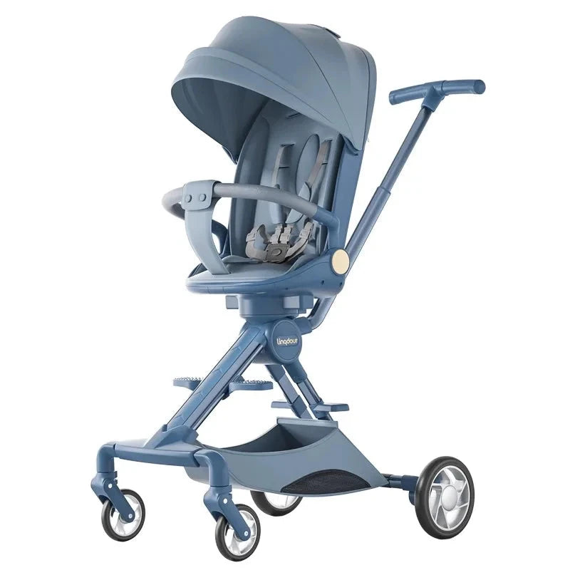 Baby Stroller Can Sit or Lie Down a Button Folding Lightweight Carrying High Landscape Mobile Dining Chair Two-way Stroller GlowCart