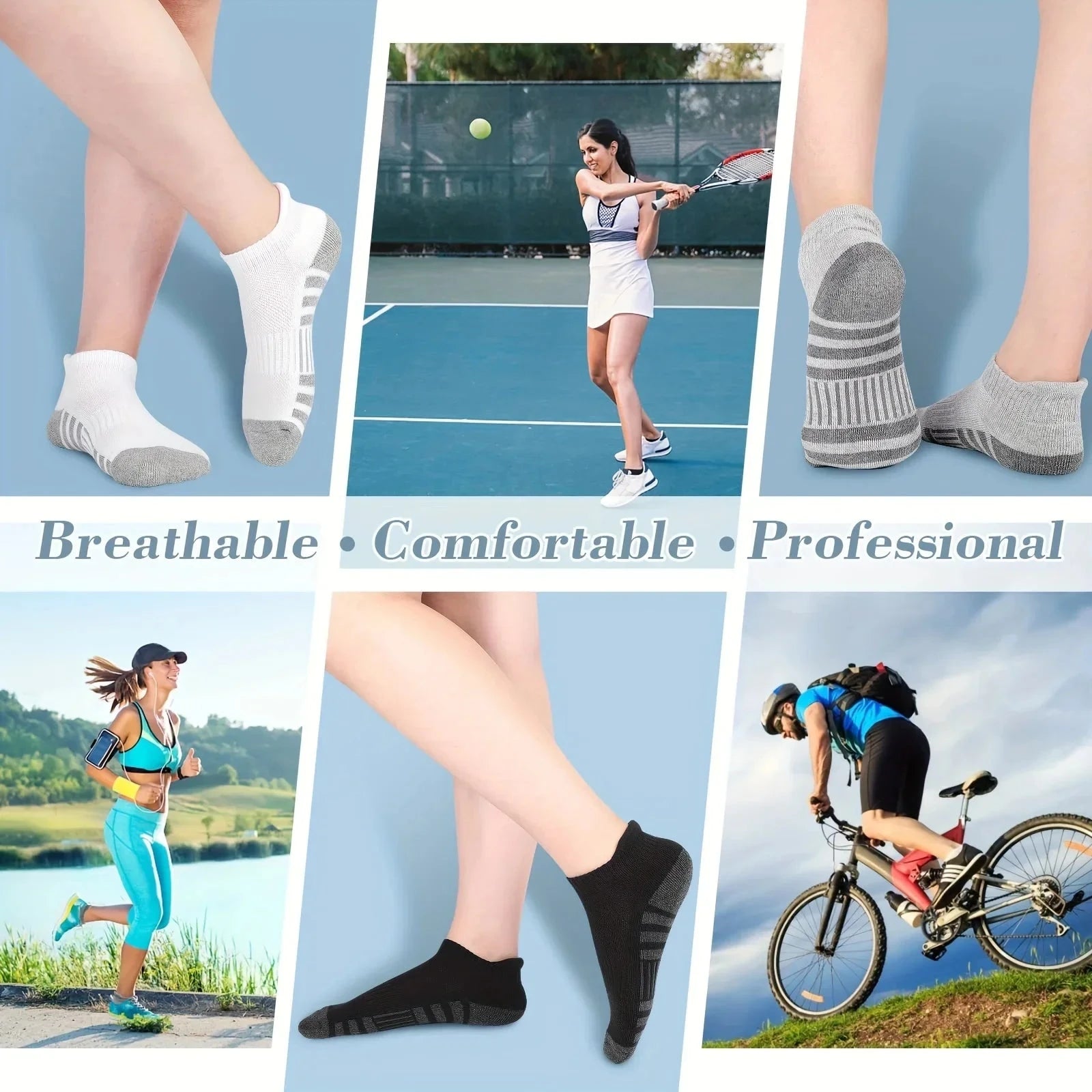 12 Pairs Men's Mesh Breathable Sports Socks , Solid Color Low Cut Casual Short Tube Socks For All Seasons GlowCart