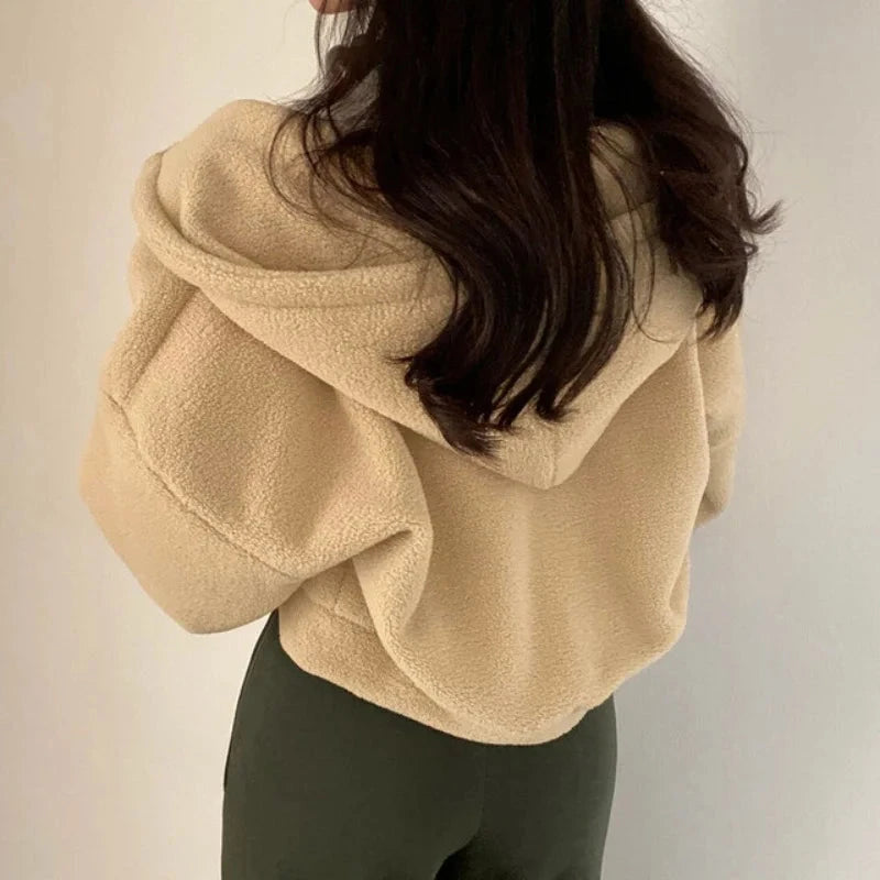 Women Autumn Winter Thicken Warm Fleece Hoodie Zipper GlowCart