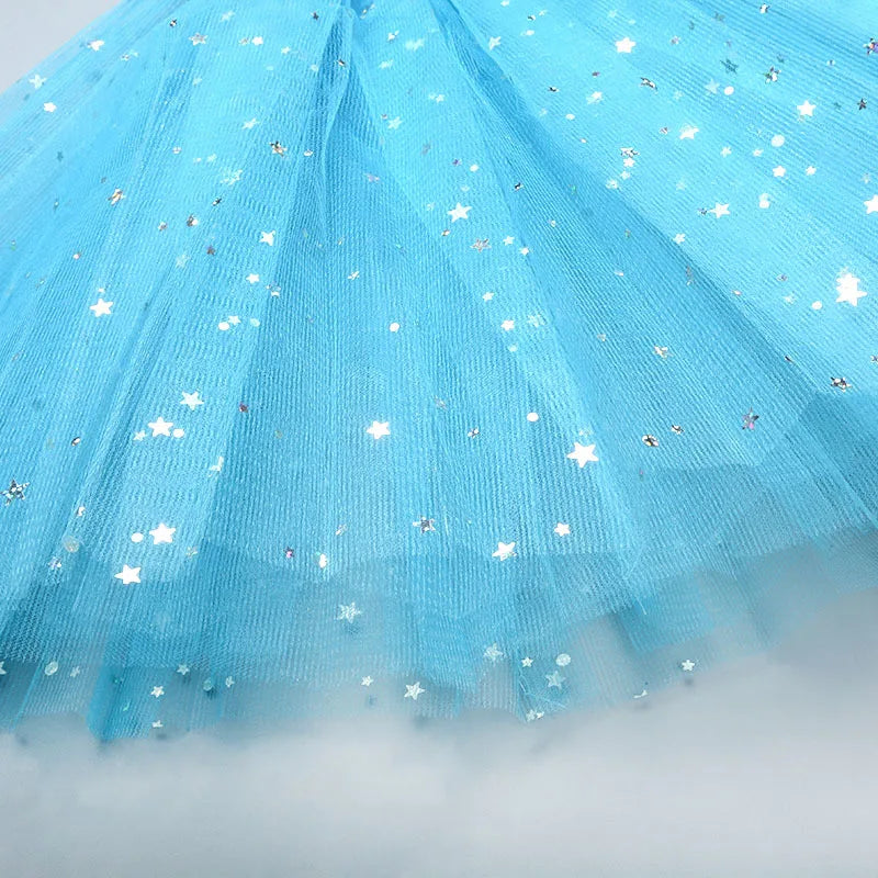 Kids Baby Star Glitter Dance Tutu Skirt For Girl Sequin 3 Layers Tulle Toddler Pettiskirt Children Chiffon 2-8T GlowCart