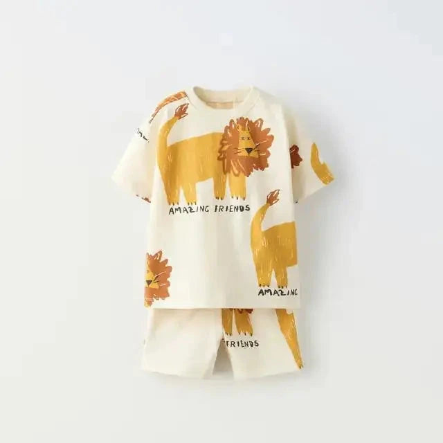 2 Pieces Of Summer Baby Clothing Set Children's Boy And Girl Cartoon T-shirt And Shorts Set Children's Casual Sports Set GlowCart