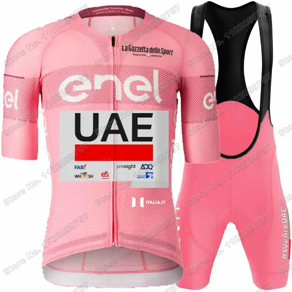 2025 Yellow Pink UAE Team Cycling Jersey Set Slovenia Tadej Pogacar Cycling Clothing Men France TDF Road Bike Suit Bib Shorts GlowCart