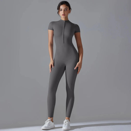 Yoga Set Women's Jumpsuits One-Piece Suit Zipper Short GlowCart