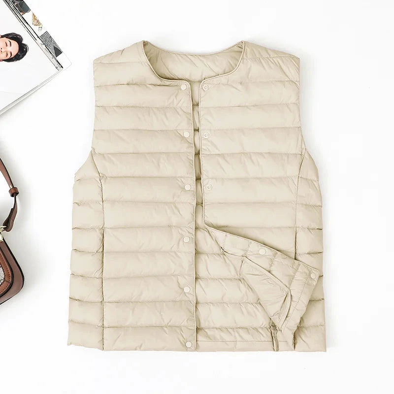 Women's Slim Fit Sleeveless Vest Ultra Lightweight White GlowCart