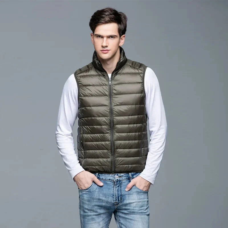 Autumn and Winter Men's 90% White Duck Down Vest Casual GlowCart