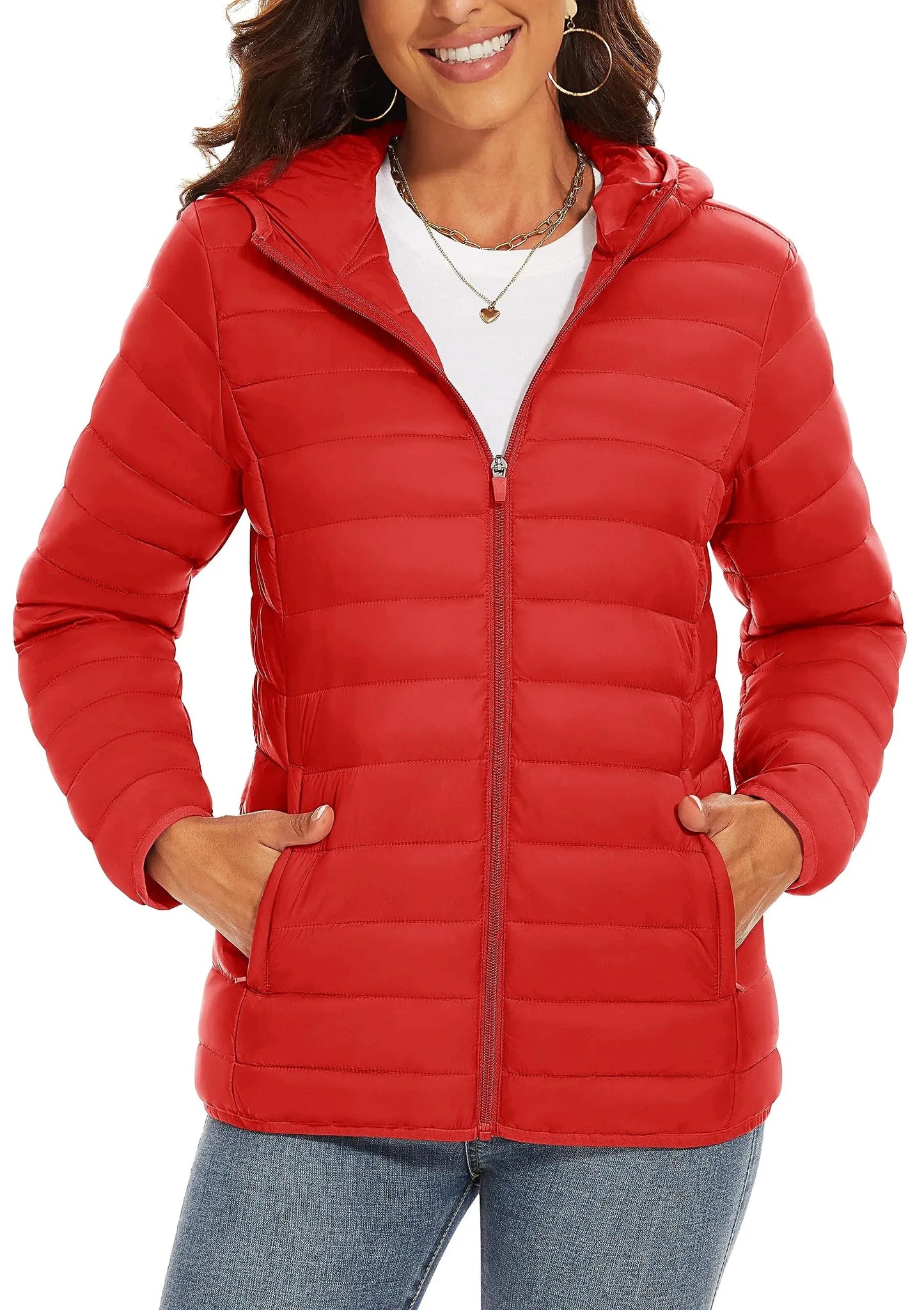 TACVASEN Full Zip Up Hooded Puffer Jacket Womens Winter GlowCart