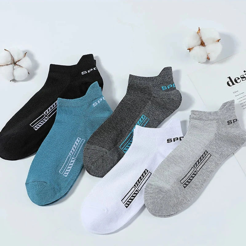 5/10 Pairs Cotton Men's Short Socks Crew Ankle Breathable Mesh Sports Casual Women Summer Low-Cut Thin Sock for Male GlowCart