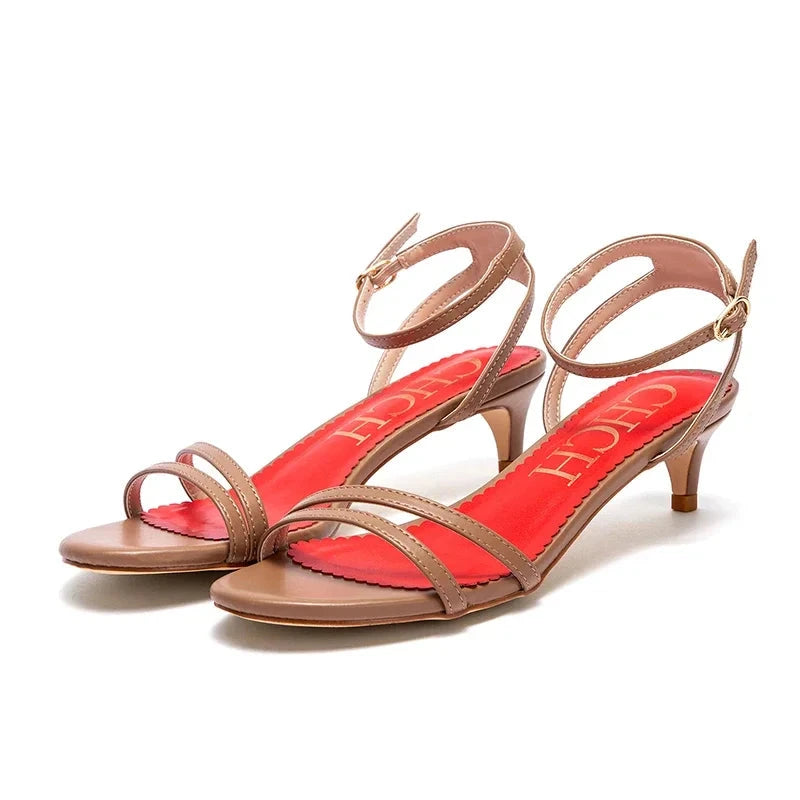 Women's Shoes Black 3cm Heel High Sandals Summer Spaghetti GlowCart