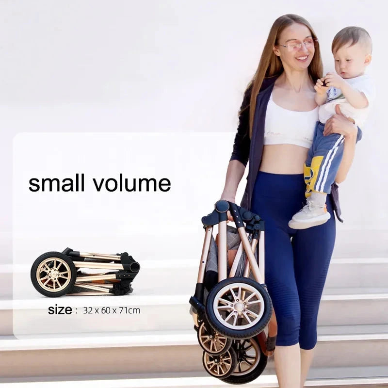 New 2 in 1 Baby Stroller High Landscape Carriage Light Newborn Pram Shock Proof Two Way  Kid Car Baby Comfort Cart 2024 GlowCart