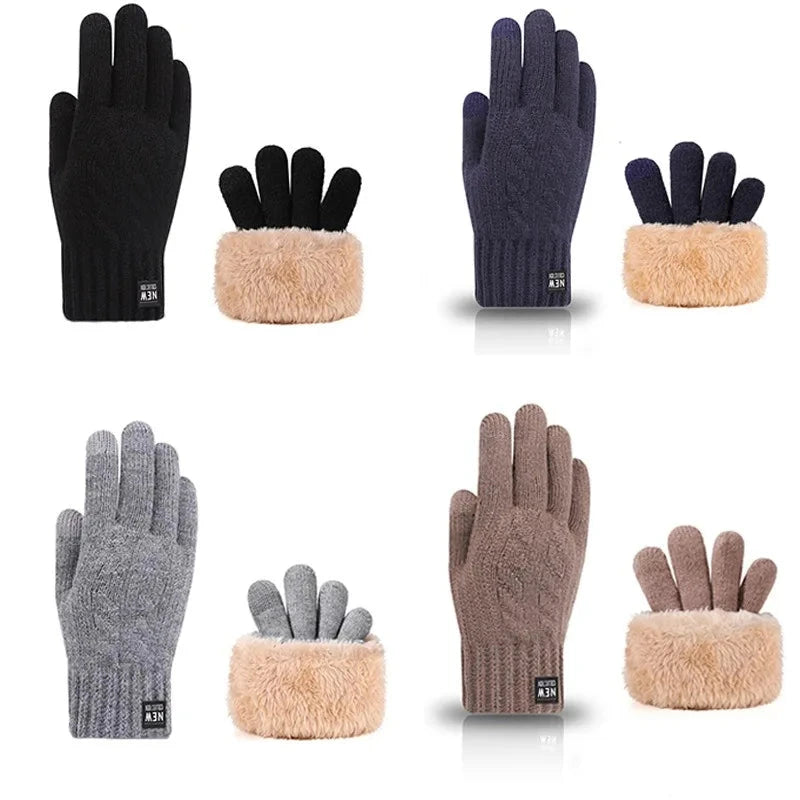 Touch Screen Gloves for Men Women, Winter Warm Flece Lined Knit Gloves, Stretchable Thickened Skiing Travel Gloves GlowCart