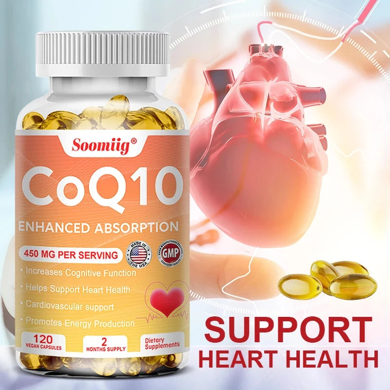 120pcs Q10 Coenzyme 450mg Capsules Cardiovascular and Heart GlowCart
