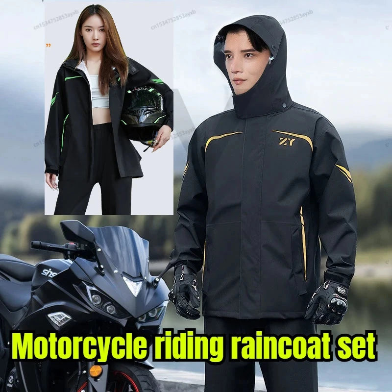 2025 New Motorcycle Raincoat Jacket Men Windproof Split Rain GlowCart