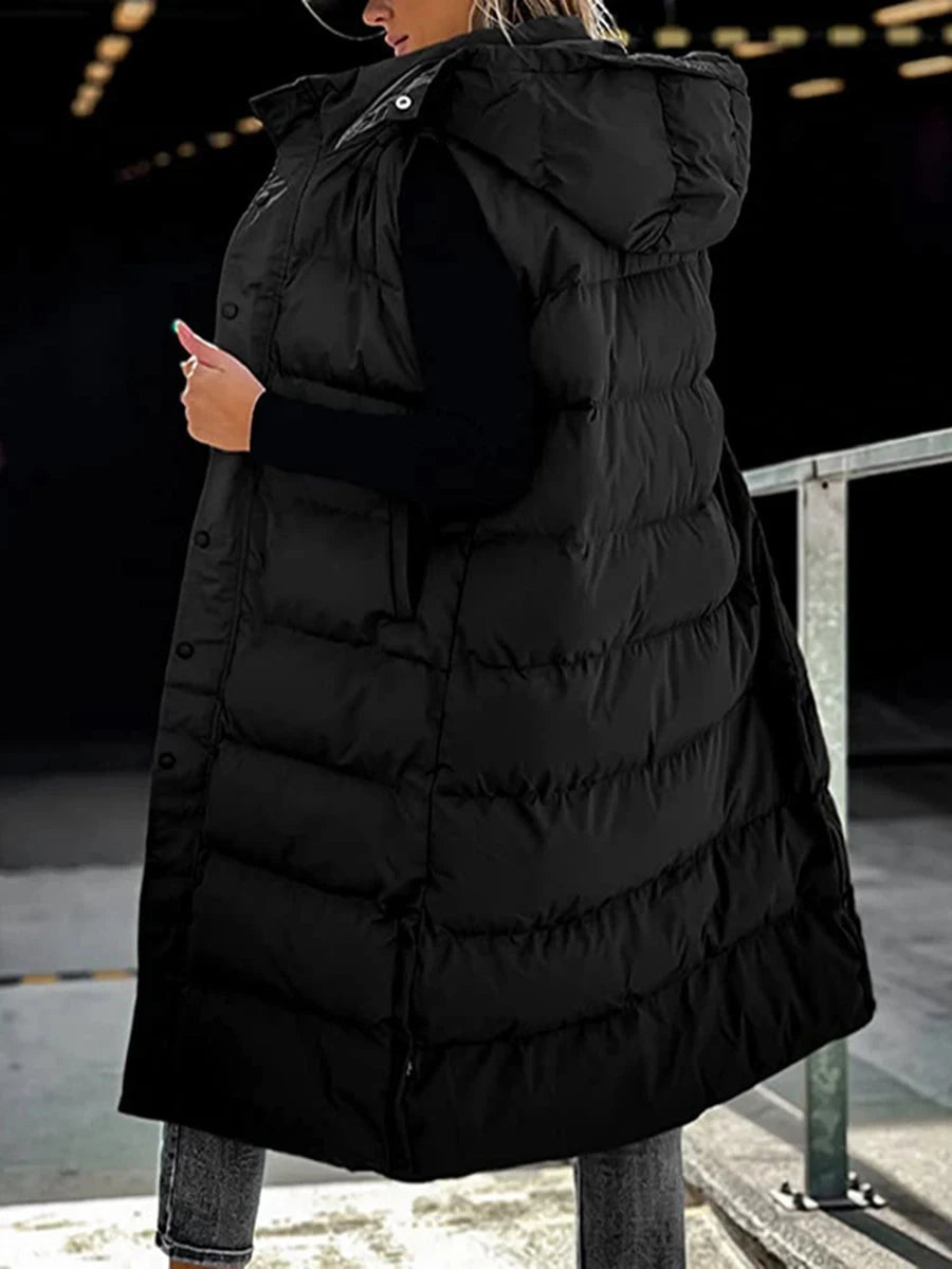 Women s Quilted Puffer Vest with Hood Sleeveless Zip-Up GlowCart