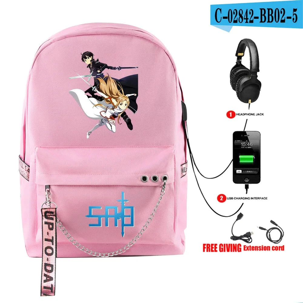 Hip Hop Youthful School Bags Unisex Sword Art Online Travel GlowCart