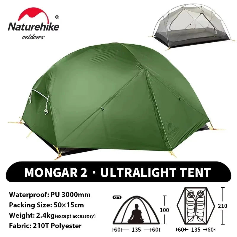 Naturehike Mongar UL 2 Tent 2 Person Backpacking Tent 20D GlowCart