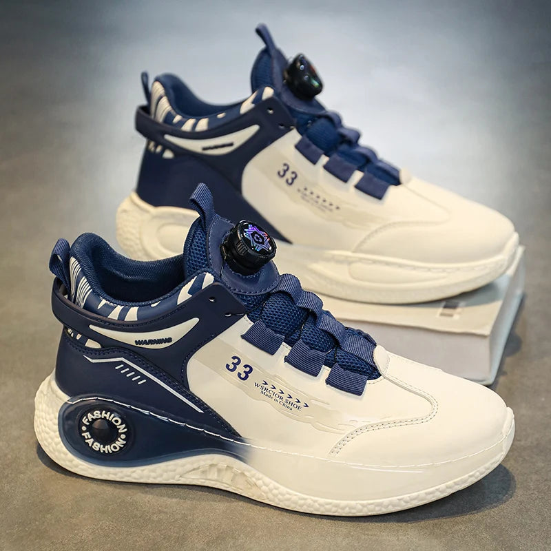 Mens Sneakers with Rotating Buckle Comfy Non Slip Lace up Durable Shoes for Mens Outdoor Activities GlowCart