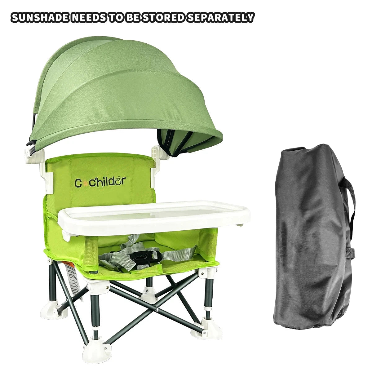 Portable children's dining chair, It can be used to increase the seat height with safety belt, foldable, and detachable plates GlowCart