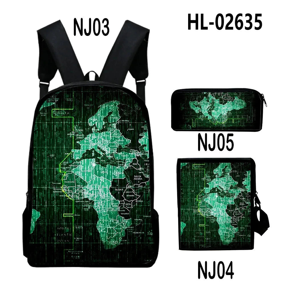 Fashion Youthful Technology style 3D Print 3pcs/Set Student GlowCart