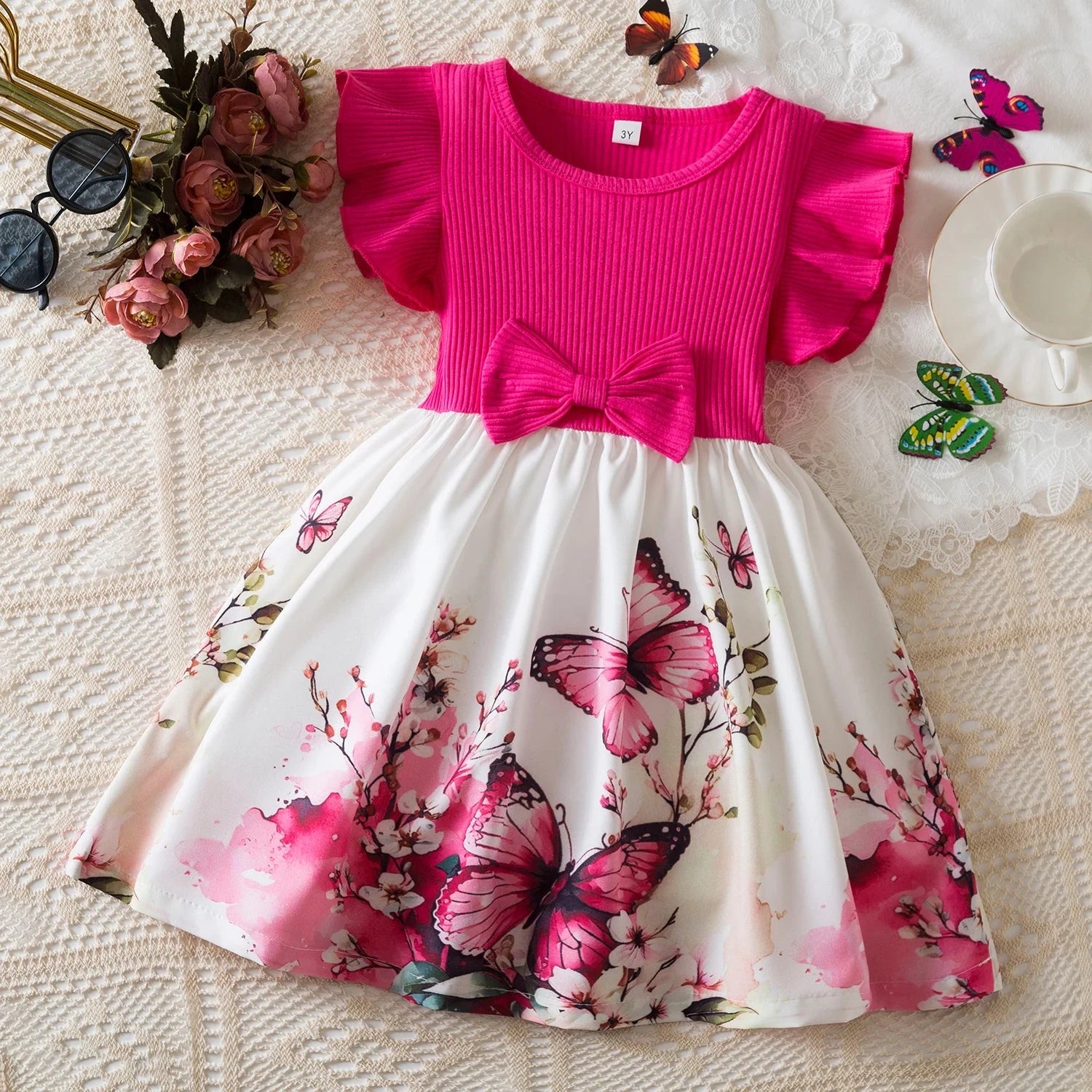 Flower Kids Dresses for Girls Wedding Birthday Party Dress Ruffles Sleeveless Elegant Princess Dress Children Casual Clothing GlowCart