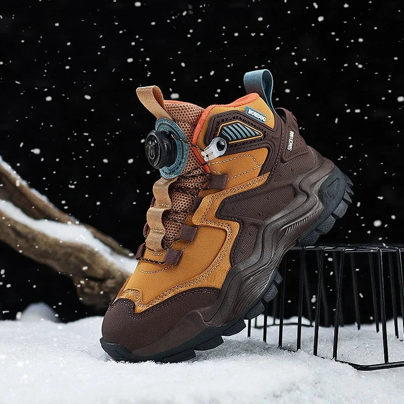 Winter Velvet Children's Snow Boots Fashion Knob High Top Sneakers Kids Outdoor Warm Plush Casual Sports Shoes For Boys Trainers GlowCart