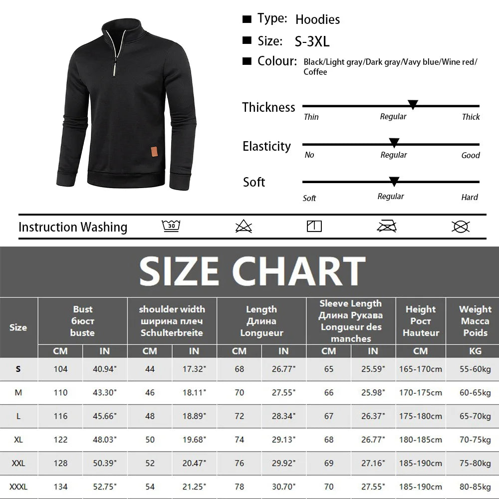 Men Sweatshirts Spring Thicker Pullover Half Zipper Pullover