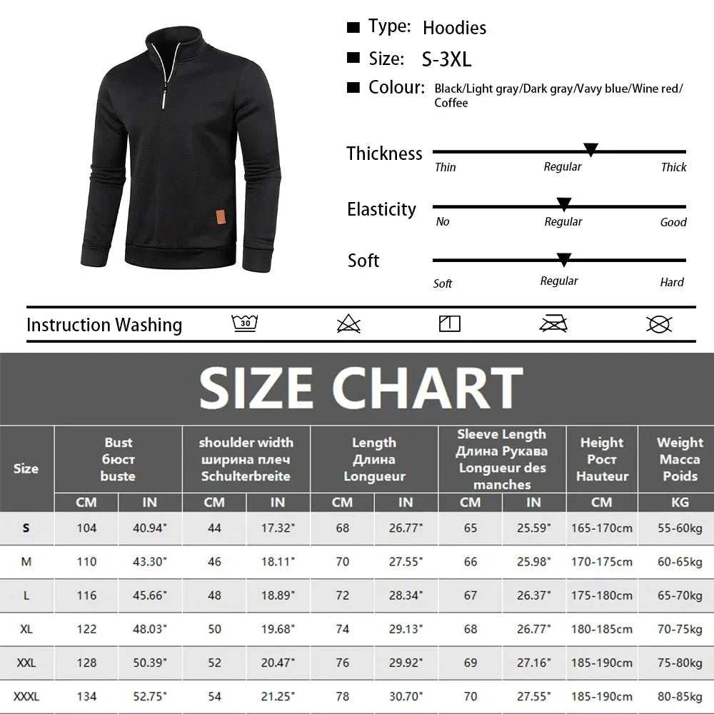 Men Sweatshirts Spring Thicker Pullover Half Zipper Pullover GlowCart