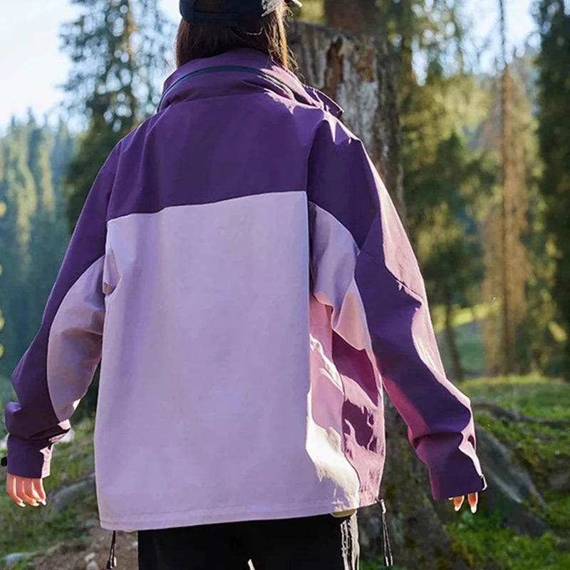 Loose Hooded Women's Windbreaker Jacket Fashion Mix Color GlowCart