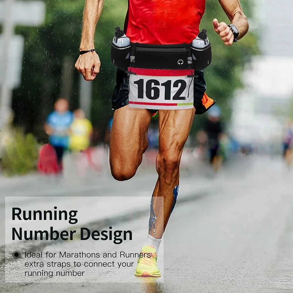 1PCS Hydration Running Belt with Water Bottles for Men & Women – Running Water Bottles, Water Resistant Pouch Fits All Phones GlowCart