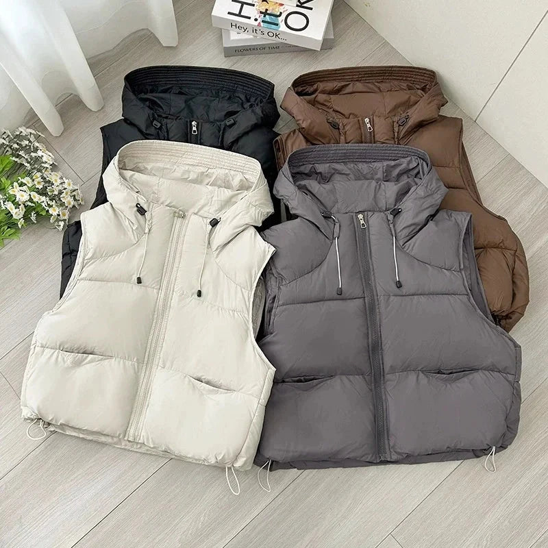 2025New Autumn Winter Down Cotton Vest Jacket Women Sleevele GlowCart