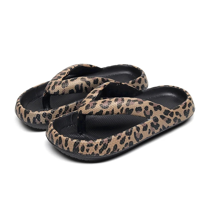 Summer Women Comfort Flip-Flop Leopard Soft Thick-Soled GlowCart