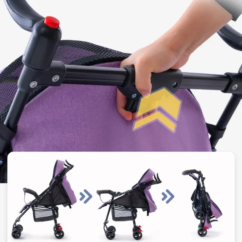 Baby Stroller Can Sit or Lie Down, Ultra-light, Portable, Simple Shock-absorbing Folding Baby BB Stroller GlowCart