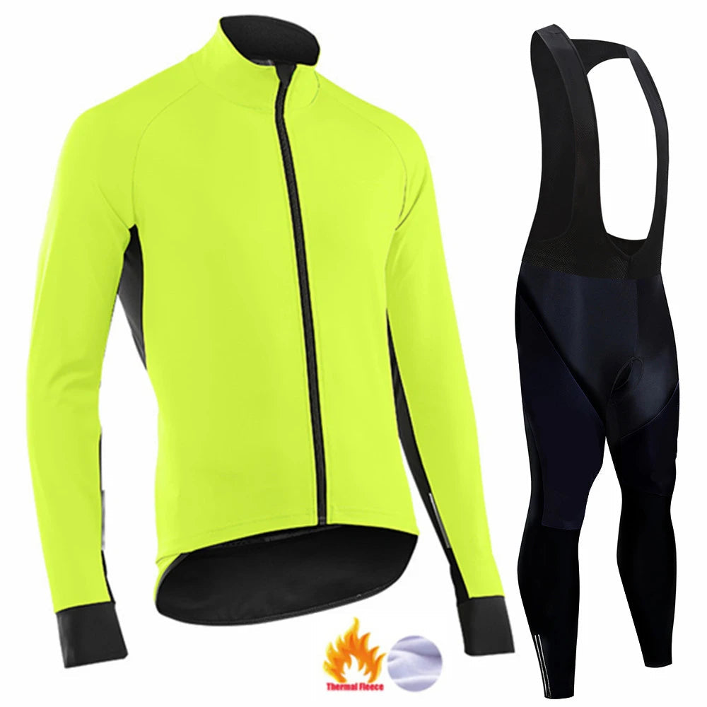 2026 New Thermal Fleece Cycling Jersey Set Winter Long Sleeve MTB Racing Bike Jersey Suit For Men Bib Pants Set Cycling Clothing GlowCart