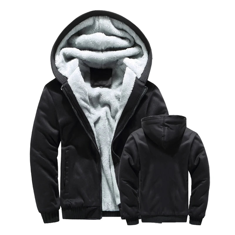 Winter Jacket Men Warm Coat Thick Fleece Male Zipper Hooded
