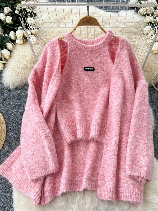 SINGREINY Fashion Solid Cashmere Sweater Long Sleeves Loose GlowCart