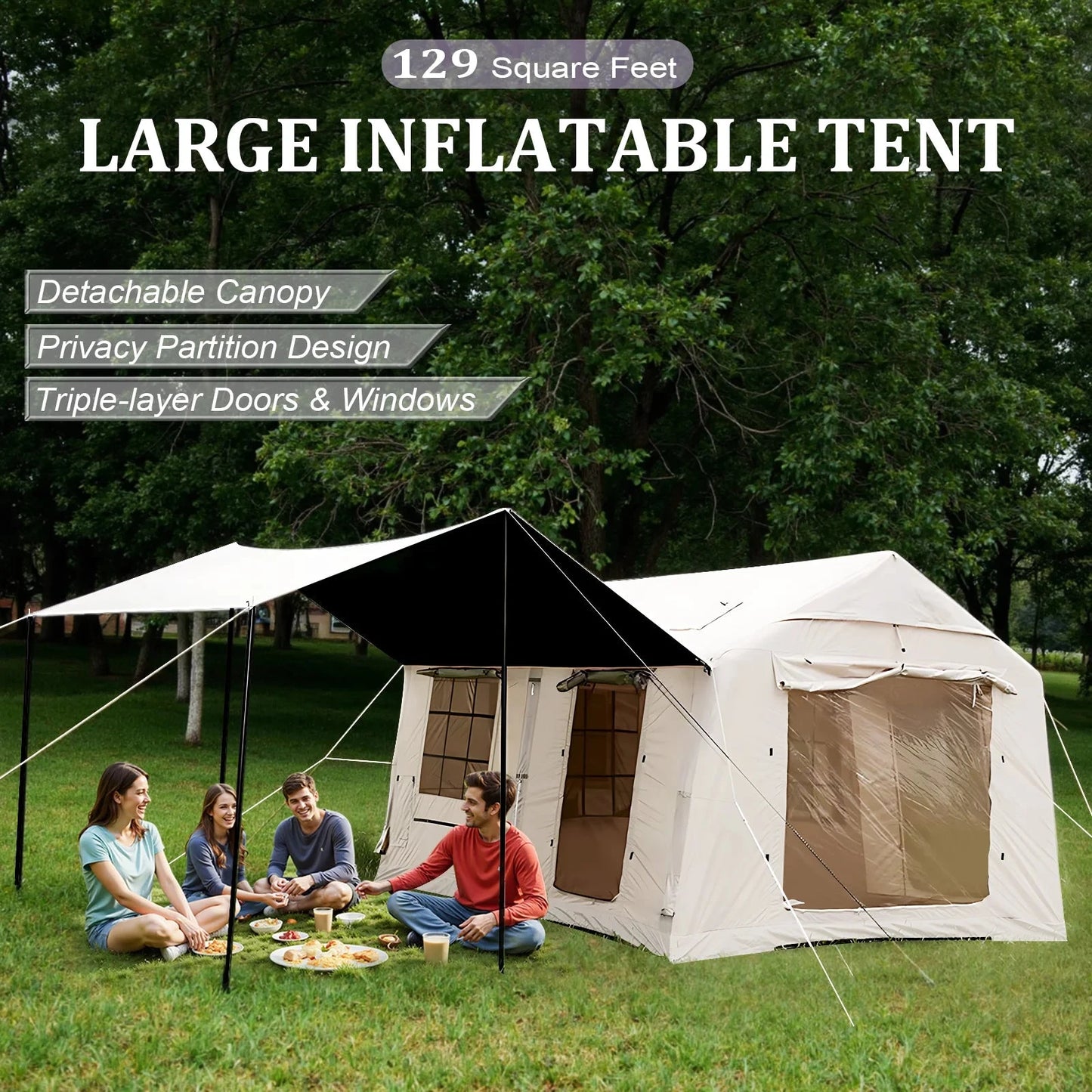 135 Square Feet inflatable tent with Blackout Canopy 4 GlowCart