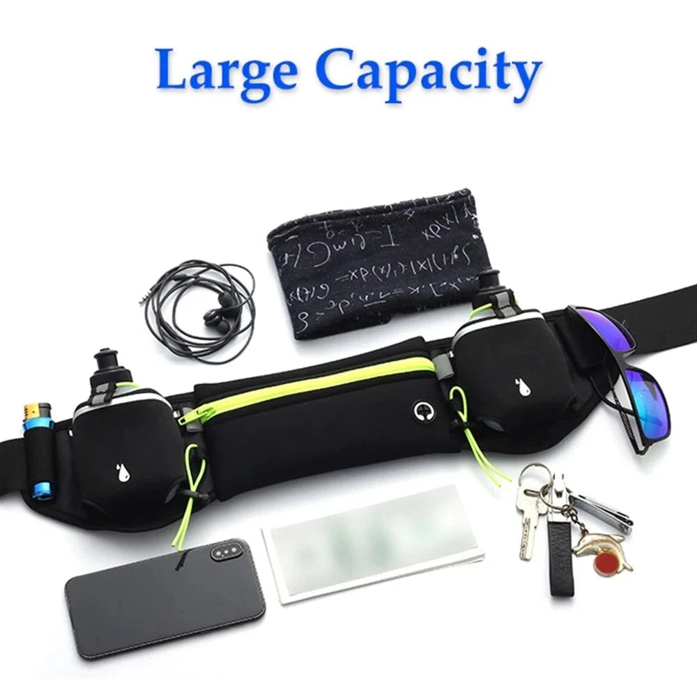 1PCS Running Belt with Water Bottles, Hydration Belt, Water Bottle Holder Running Pouch Belt, Waist Pack for Hiking Climbing GlowCart