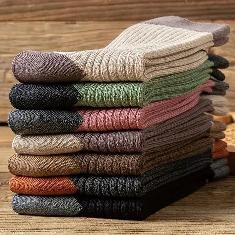 7 Pairs of Cozy Patchwork Crew Socks - Soft, Breathable, and GlowCart