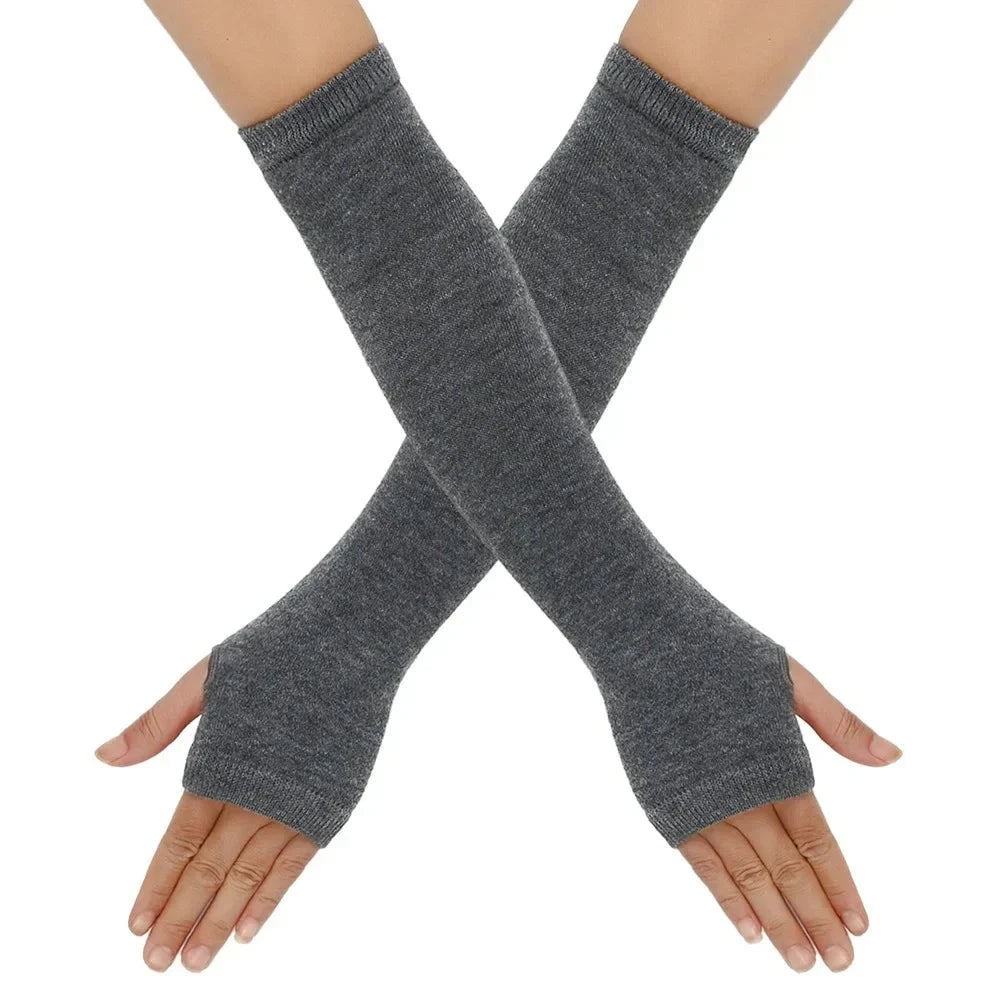 Warmer Knitted Long Fingerless Gloves Elbow Mittens GlowCart
