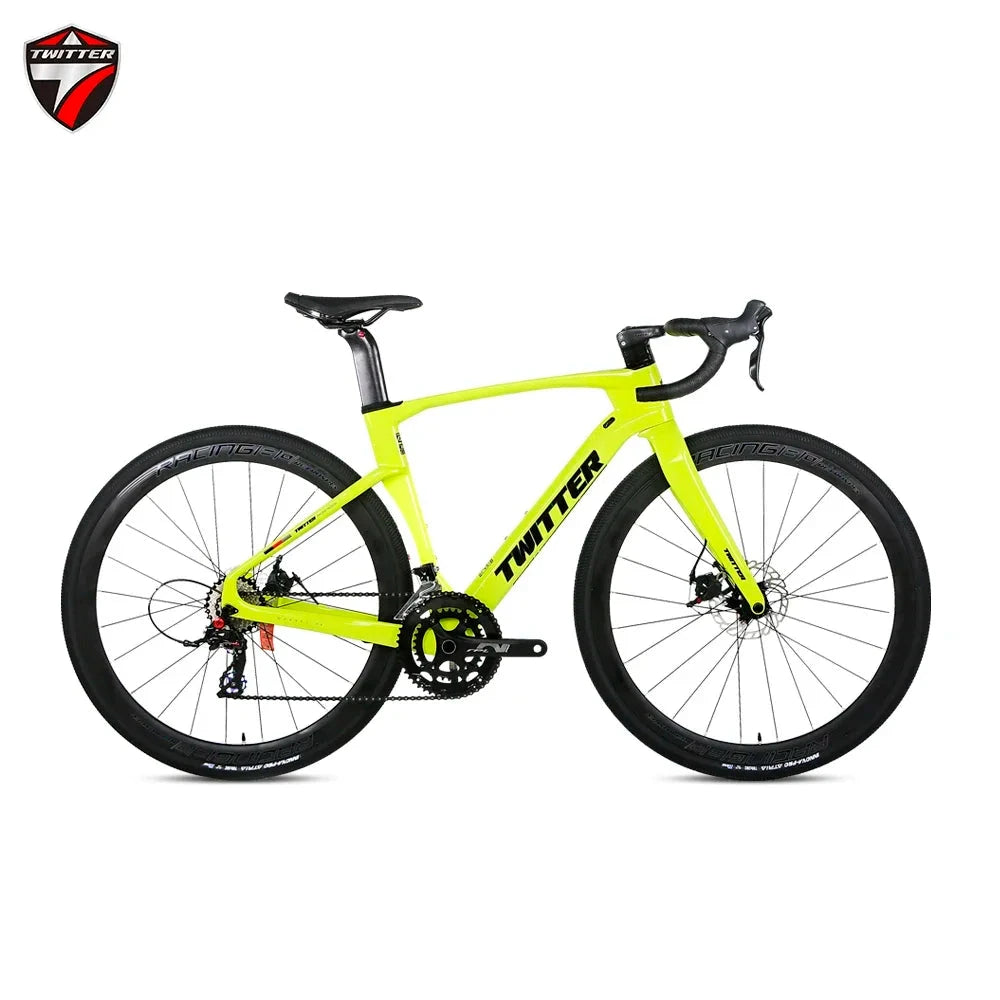 TWITTER Holographic color Gravel V3 RS-24Speed Off-road grade T900 carbon fiber bycicle 700*40C hydraulic disc brake gravel bike GlowCart