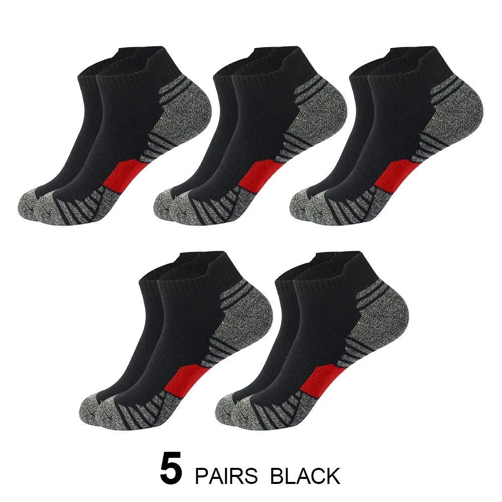 5 Pairs Men's Four Season Cotton Breathable Sports Socks Set Male Sport Ankle Socks Basketball Running Socks For Men GlowCart