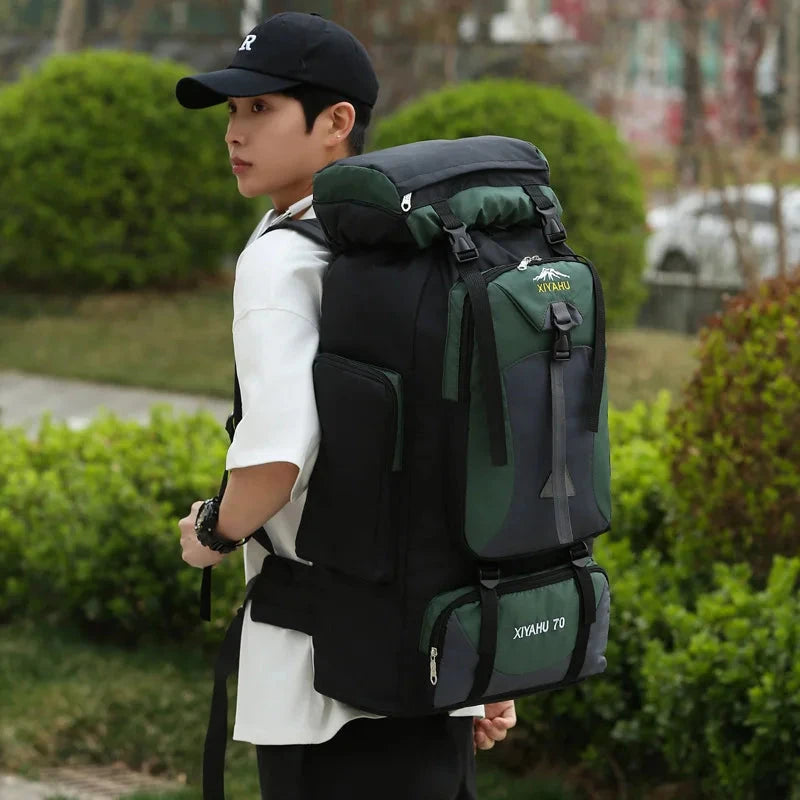 70L Travel Backpack Camping Men Large Hiking Bag Nylon GlowCart