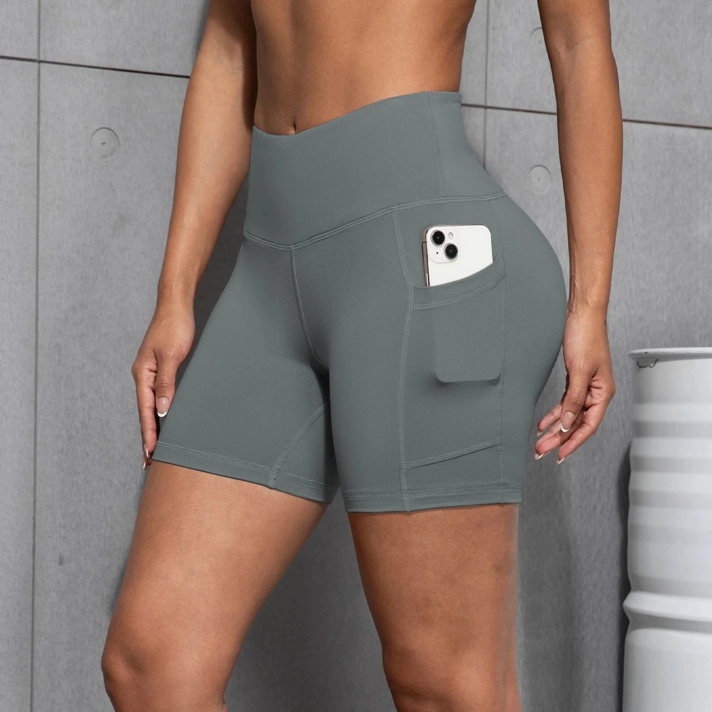 Womens Yoga Pocket Shorts Leggings High Waist  Exercise Fitness Wear Girls Running Elastic Adult Short Pants Sports Outfits ﻿ GlowCart