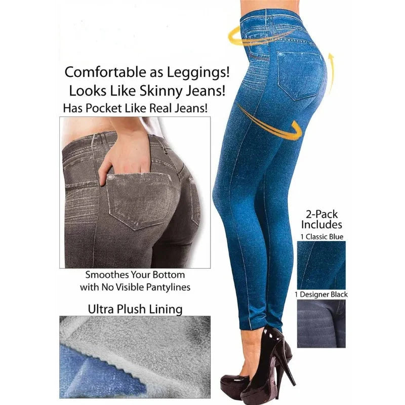 Women Jean Leggings Fitness Pants High Waist Gym Leeggings GlowCart