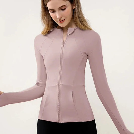 Women's Workout Jacket Long Sleeve Slim Fit Quick-Dry Running Yoga Top for Pilates Training Fall Winter Sportswear GlowCart